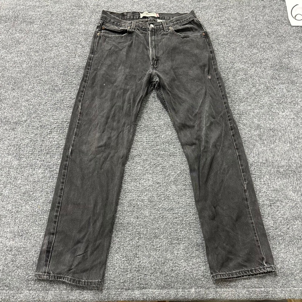 Levi's Jeans Mens Size 34 Black 505 Regular Fit Straight Leg Faded Denim Pants